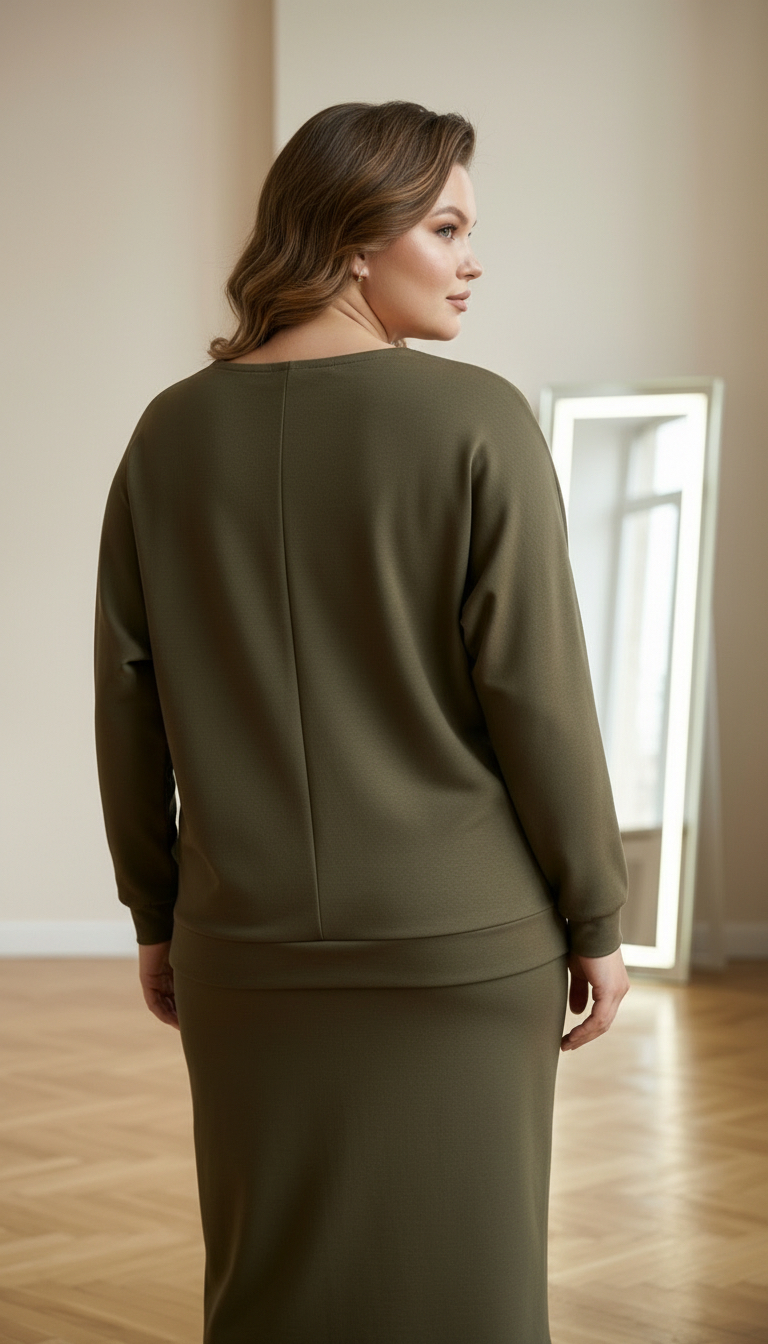 Фешън зелена блуза 3D цвете Plus size