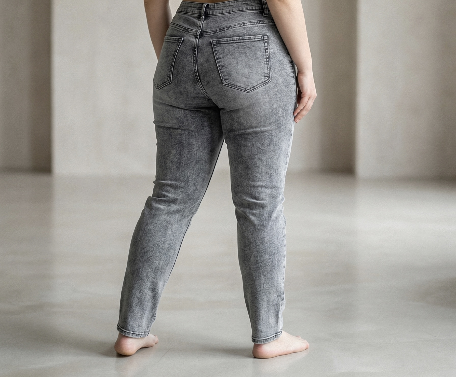 Еластични сиви  дънки модерна визия Plus size  