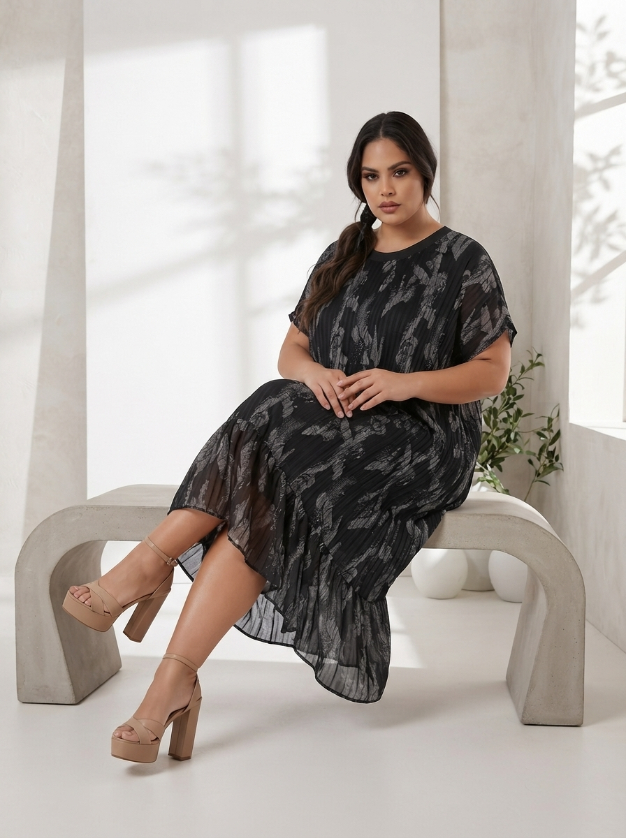 Луксозна рокля в черно Plus size