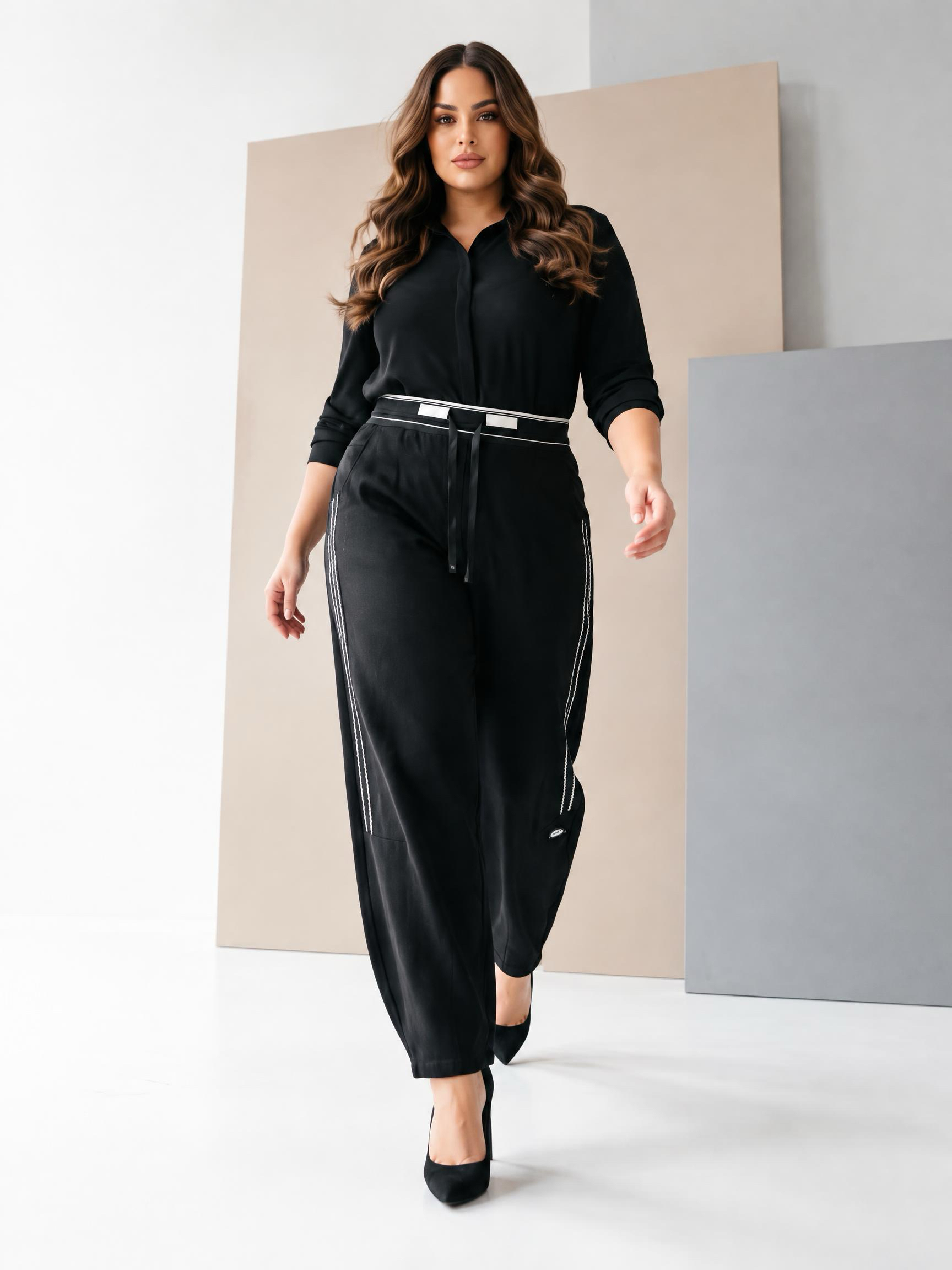 Модерен  панталон свободна кройка Plus size