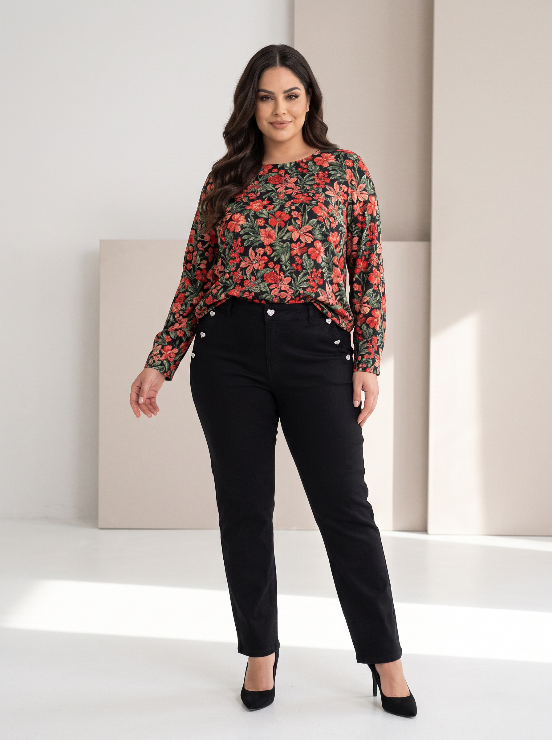  Еластични пролетни дънки модерна визия Plus size