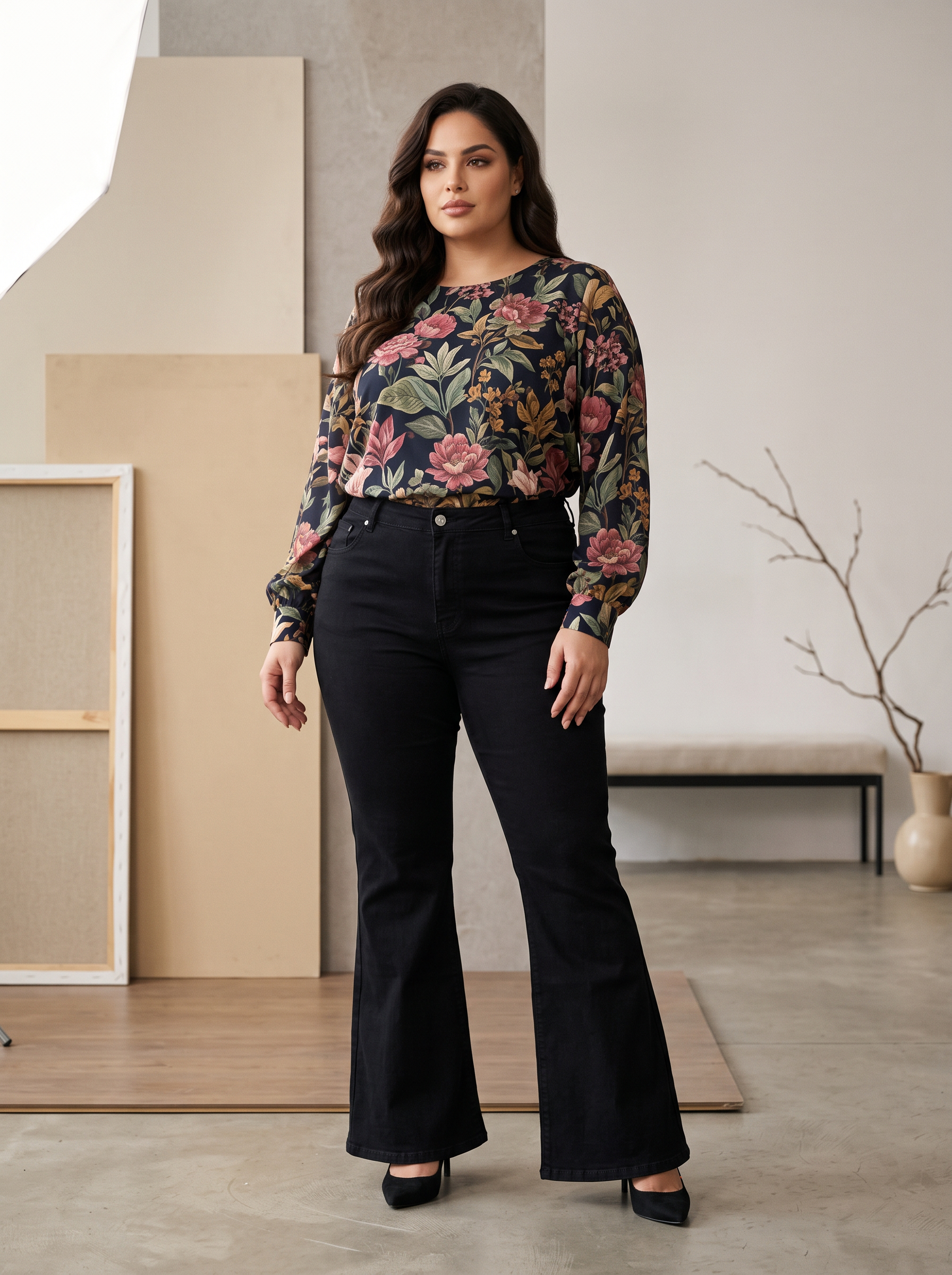 Черни еластични дънки модерна визия PLUS SIZE