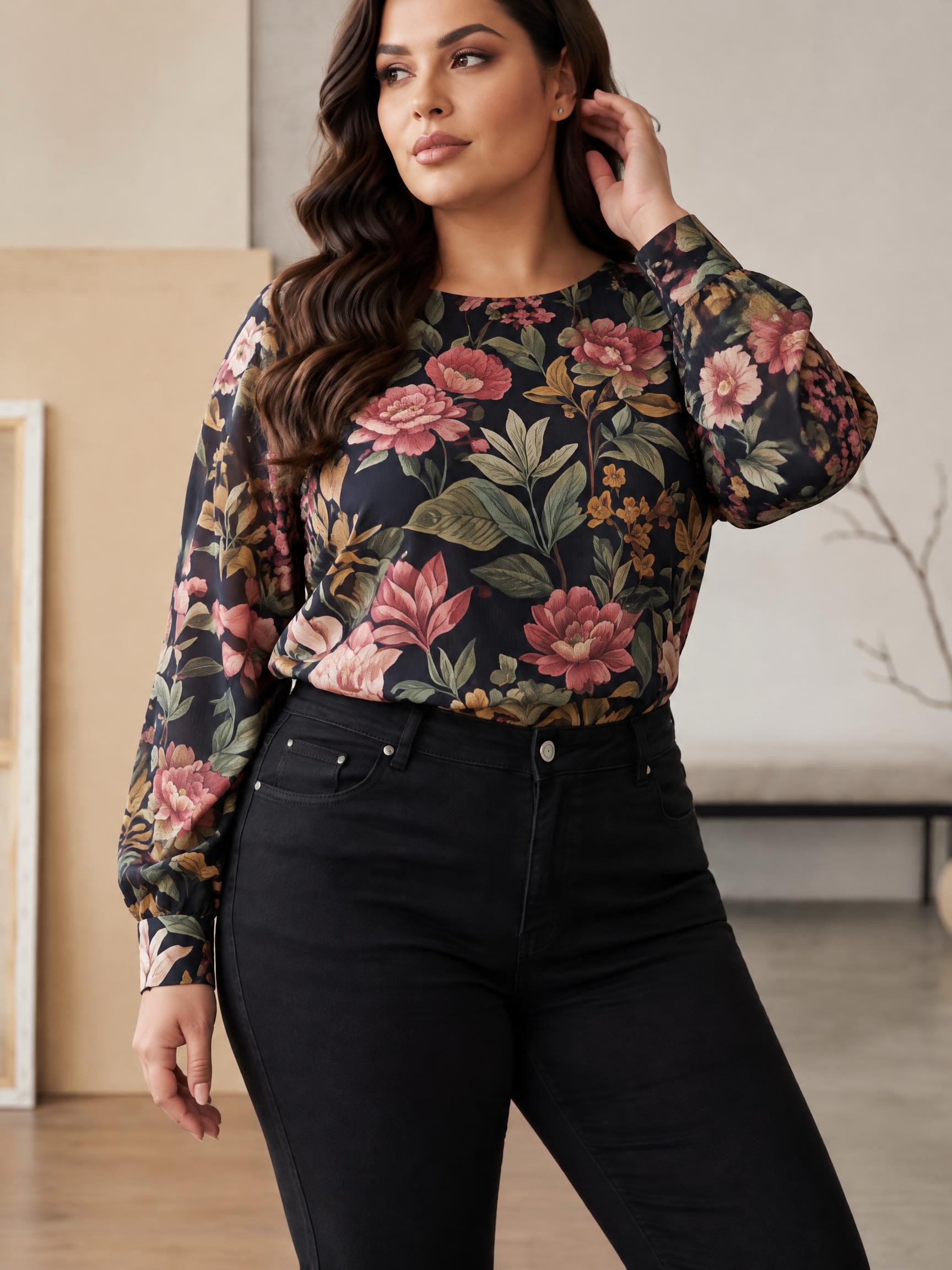 Черни еластични дънки модерна визия PLUS SIZE
