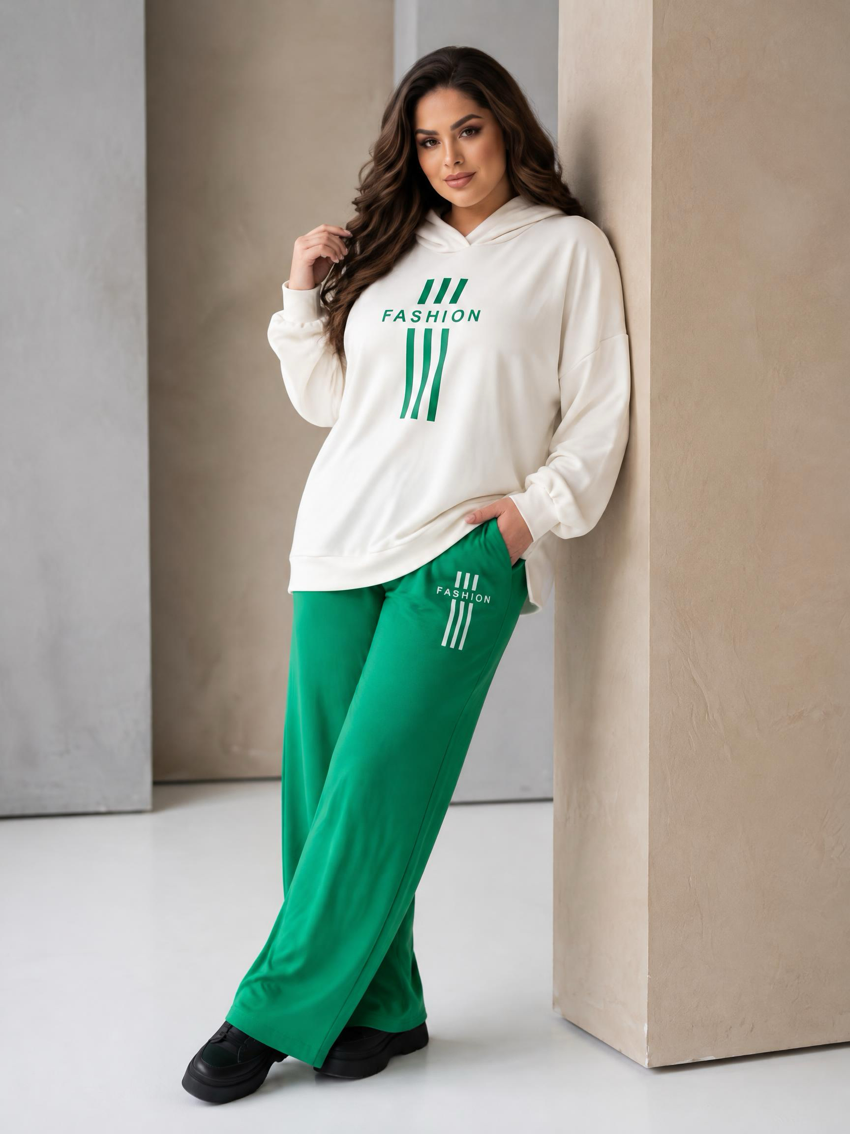 Комплект от плътно трико спортна визия Plus size